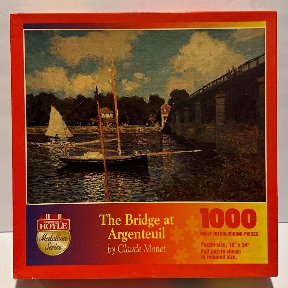 Hoyle 1000 Piece Medallion Jigsaw Puzzle Bridge at Argenteuil 18 x 24 Sealed